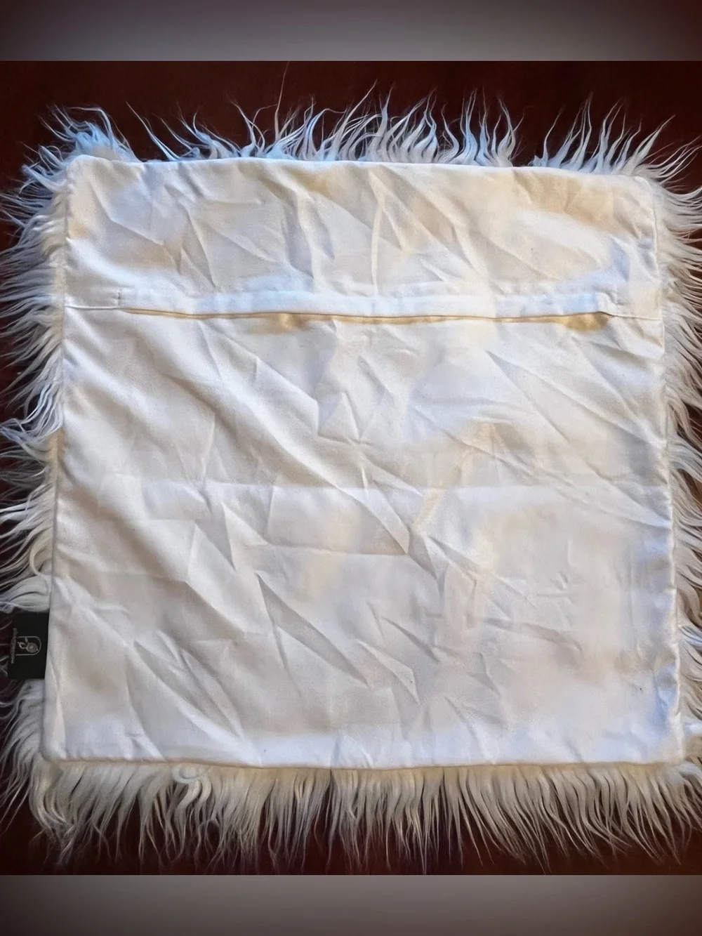 Phantoscope Faux Mongolian Fur Decorative Pillow Cover White 18” x 18” Fluffy